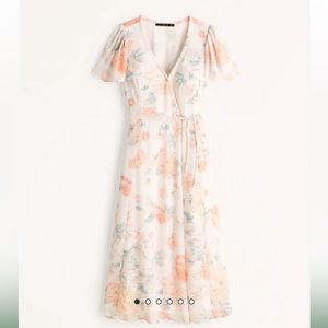 abercrombie & fitch angel sleeve wrap midi dress